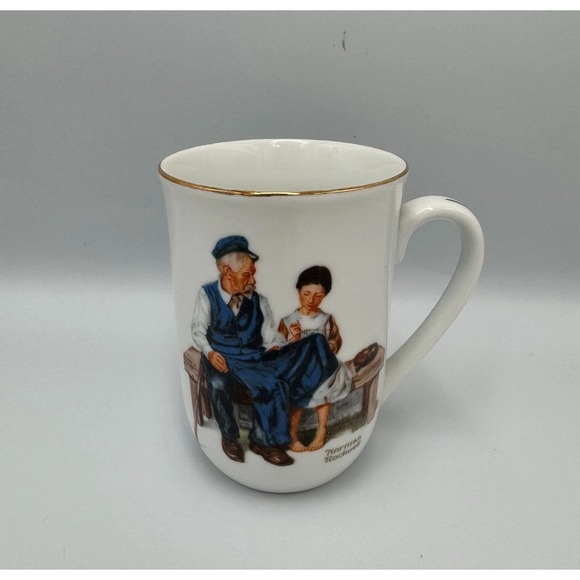 Norman Rockwell The Lighthouse Keepers Daughter Plate and Mug Set White Gold Rim - Picture 5 of 8